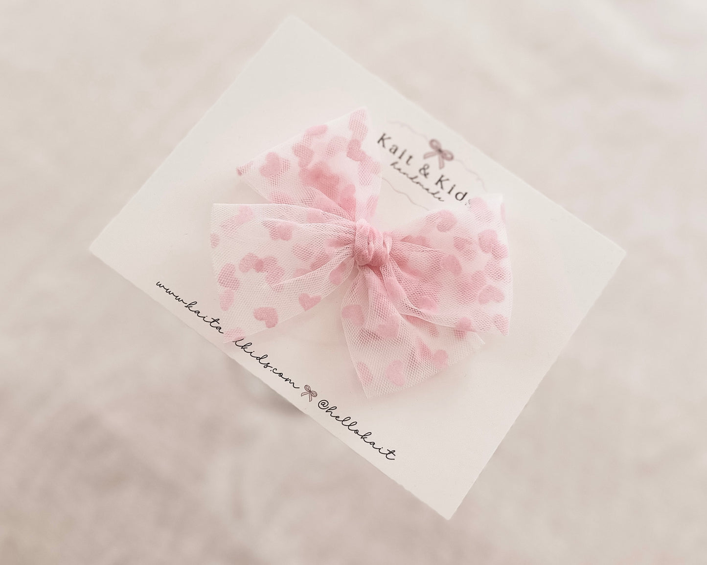 Velvet pink heart tulle