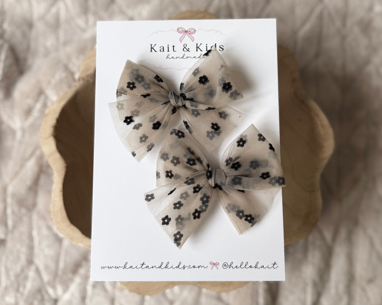 black ditsy floral mesh / classic / single or piggy set