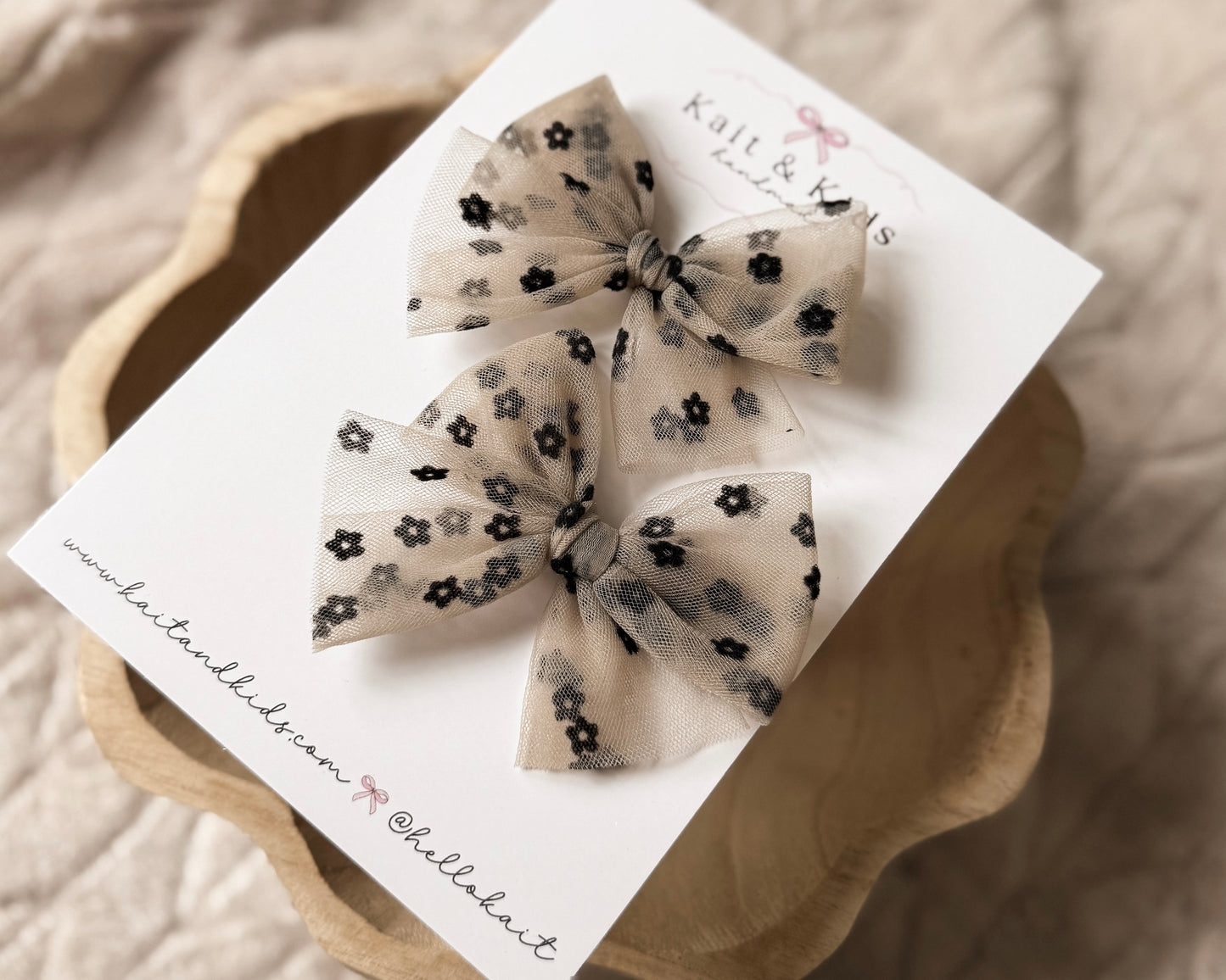 black ditsy floral mesh / classic / single or piggy set