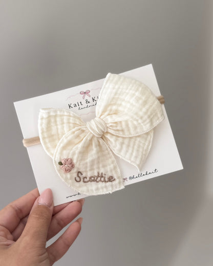Fall custom name embroidery ✿ headband / clip