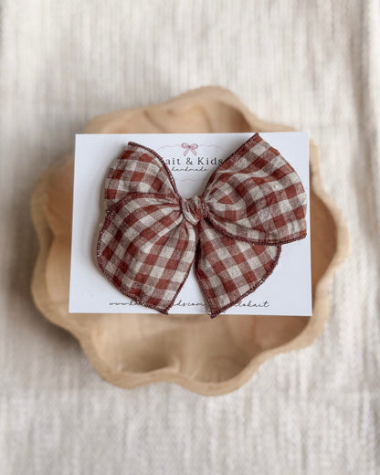 Chestnut gingham / fable / headband / clip