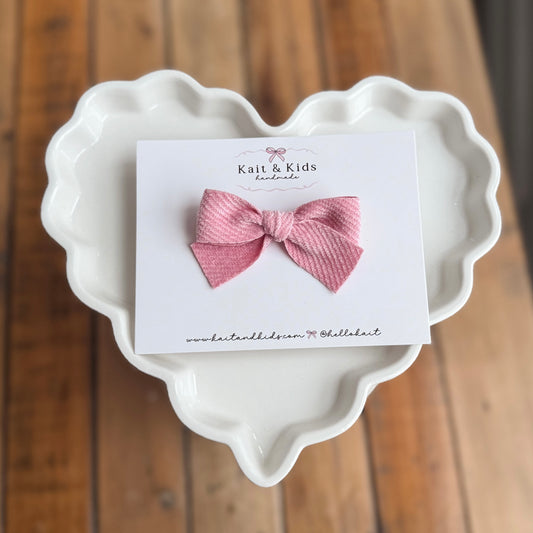 Soft deep pink velvet mini classic ♡ headband / clip / piggy set