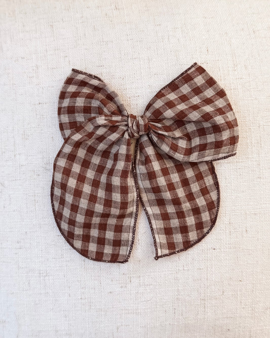 Chestnut gingham / fable / large clip