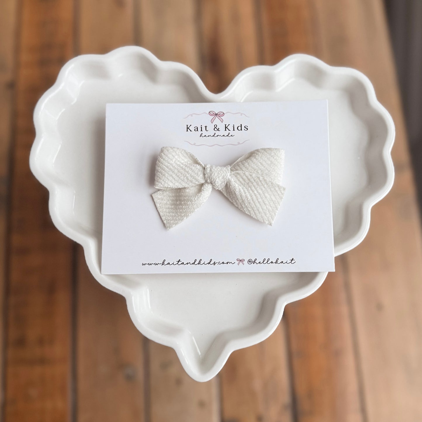 Soft white velvet mini classic ♡ headband / clip / piggy set