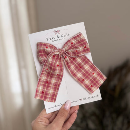 Vintage plaid hearts ♡ large ♡ clip