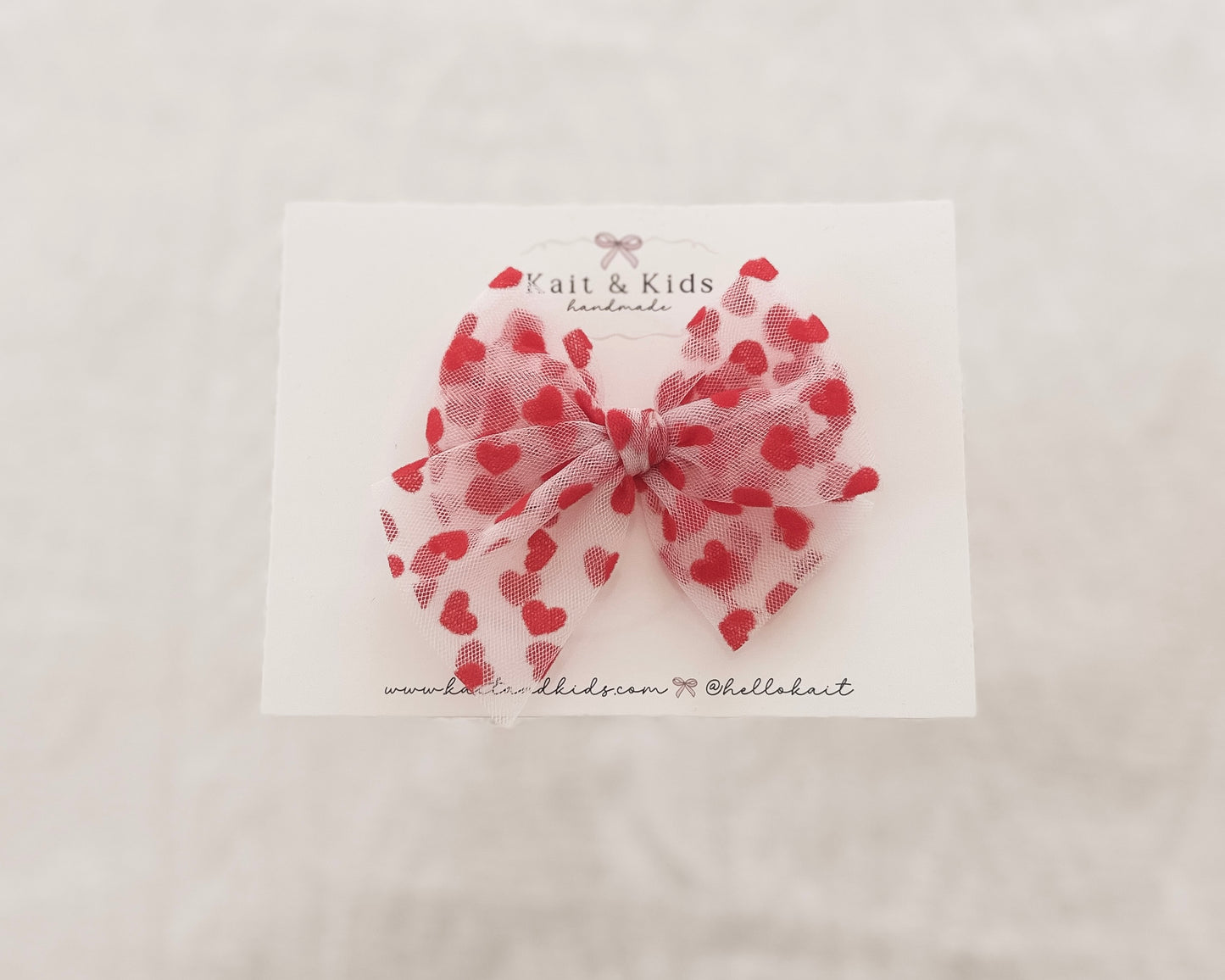 Velvet red heart tulle