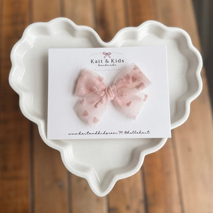 Perfect pink heart mesh ♡ headband / clip / piggy set