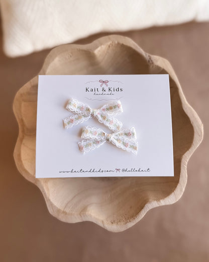 Itty pastel florets ✿ headband / clip / piggy set