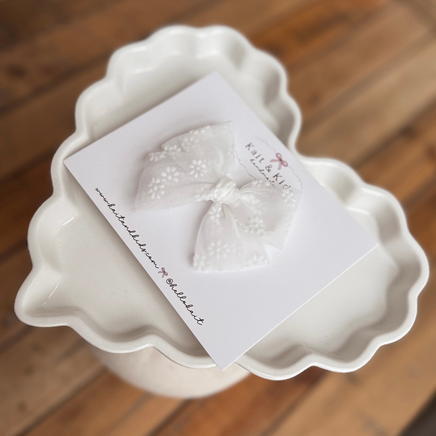 ♡ Flocking floral white ♡ headband / clip / piggy set