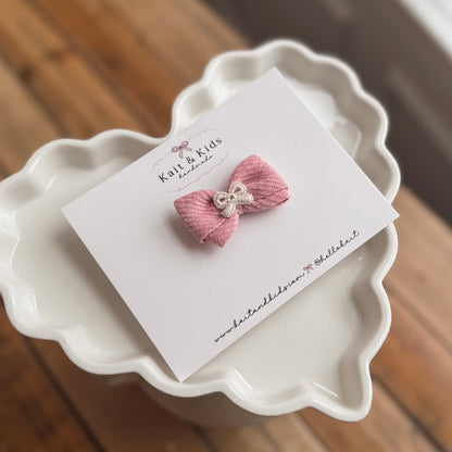 Pink bow itty bitty ♡ headband / clip / piggy set