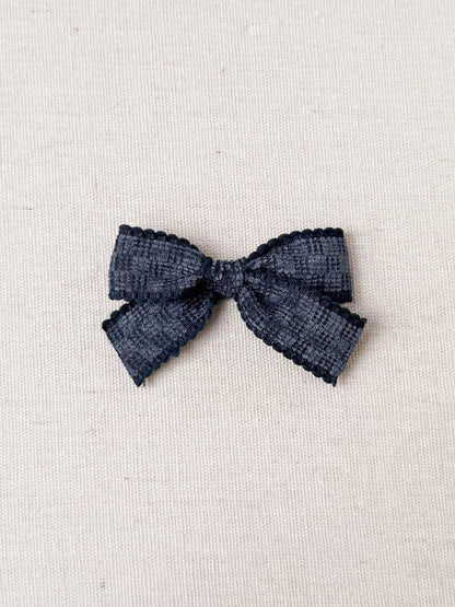 Navy blue gingham mini ✿ headband / clip / piggy set