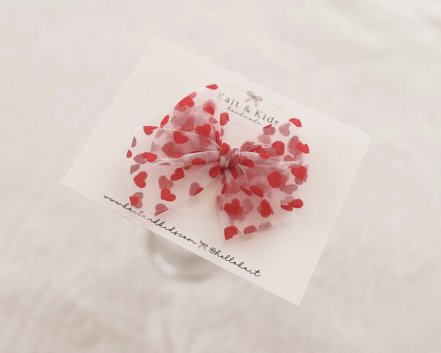Velvet red heart tulle