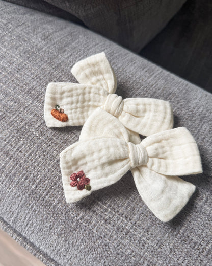 Fall embroidery ✿ headband / clip / piggy set