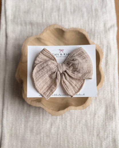 Mélange sand muslin / fable / headband / clip